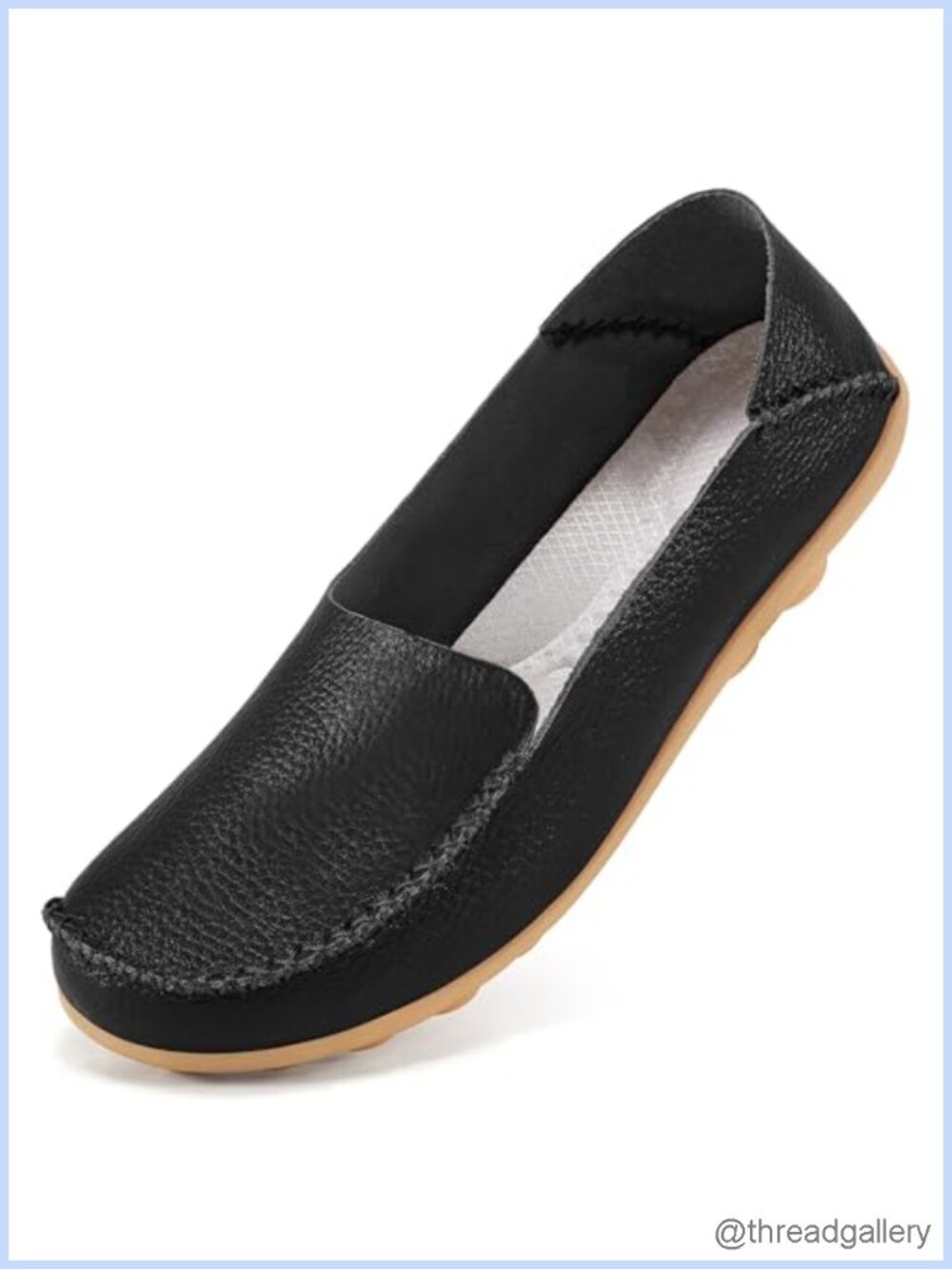 Womens Faux Leather Loafers Slip On Walking Flats Comfortable Shoes